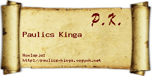 Paulics Kinga névjegykártya